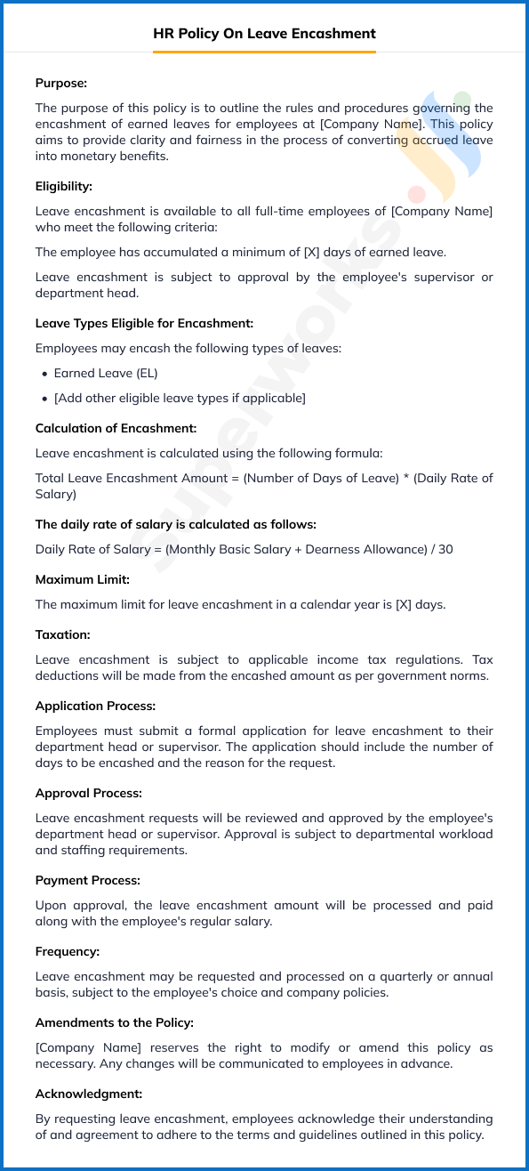 HR Policy On Leave Encashment